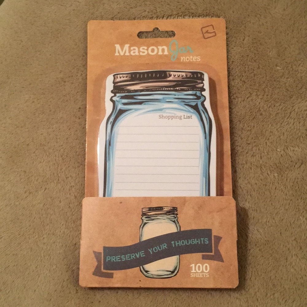 Mason Jar Shopping List Note Pad NWT 100 pages